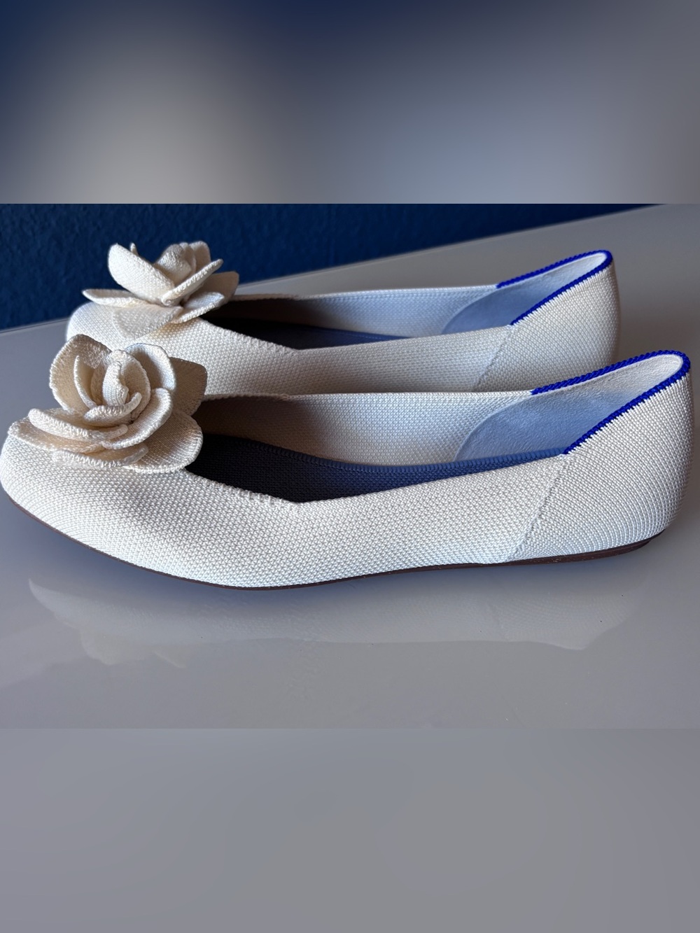 Rothy’s The Flower Flat Ivory Knit Ballet Flats NWOB Size 8 - Picture 3 of 8